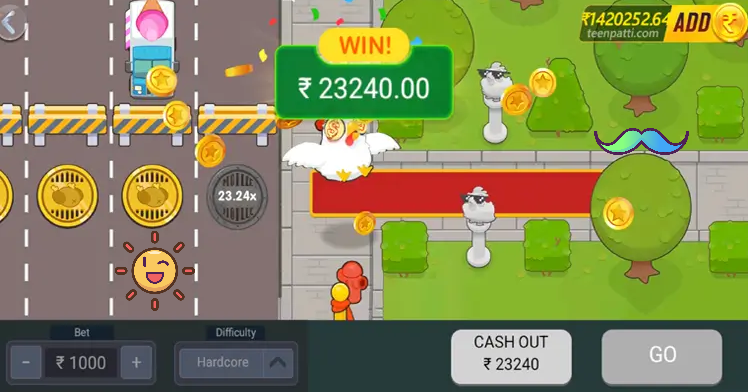 Play Chicken Road Game on Teen Patti Master